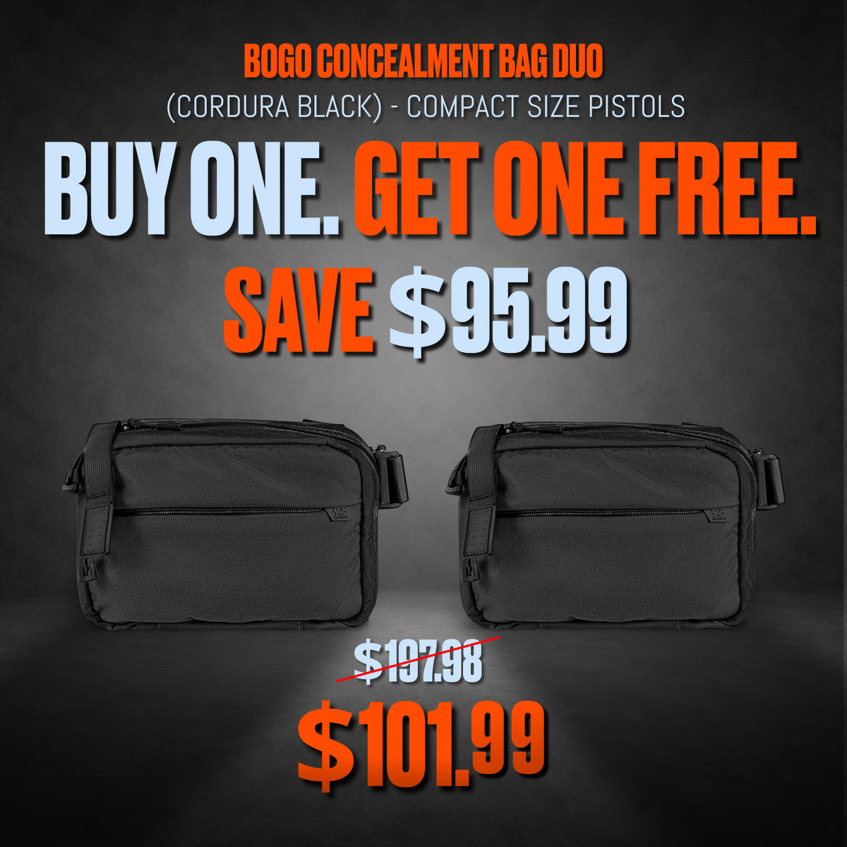 BOGO Concealment Bag Duo (Cordura Black) - Compact Size Pistols