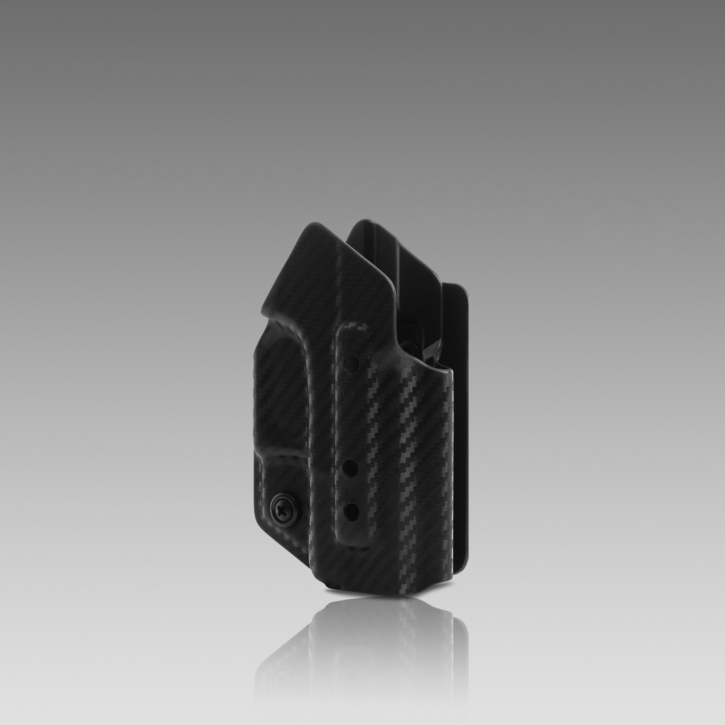 KYDEX HOLSTER WITH VELCRO® HOOK ATTACHMENT PANEL (NO LIGHT/LASER) BLACK CARBONFIBER - 945industries