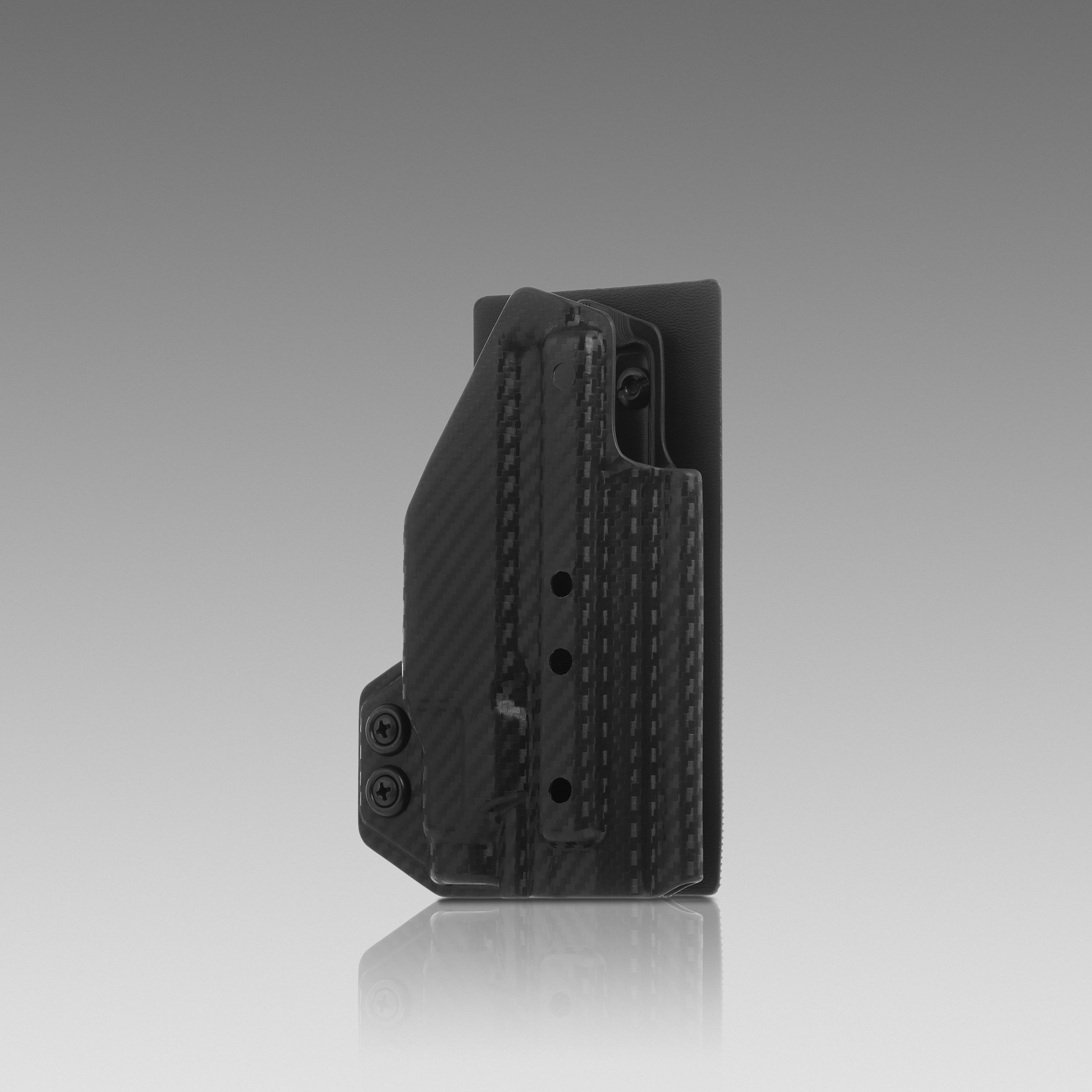 KYDEX HOLSTER WITH VELCRO® HOOK ATTACHMENT PANEL (LIGHT BEARING) BLACK CARBONFIBER - 945industries