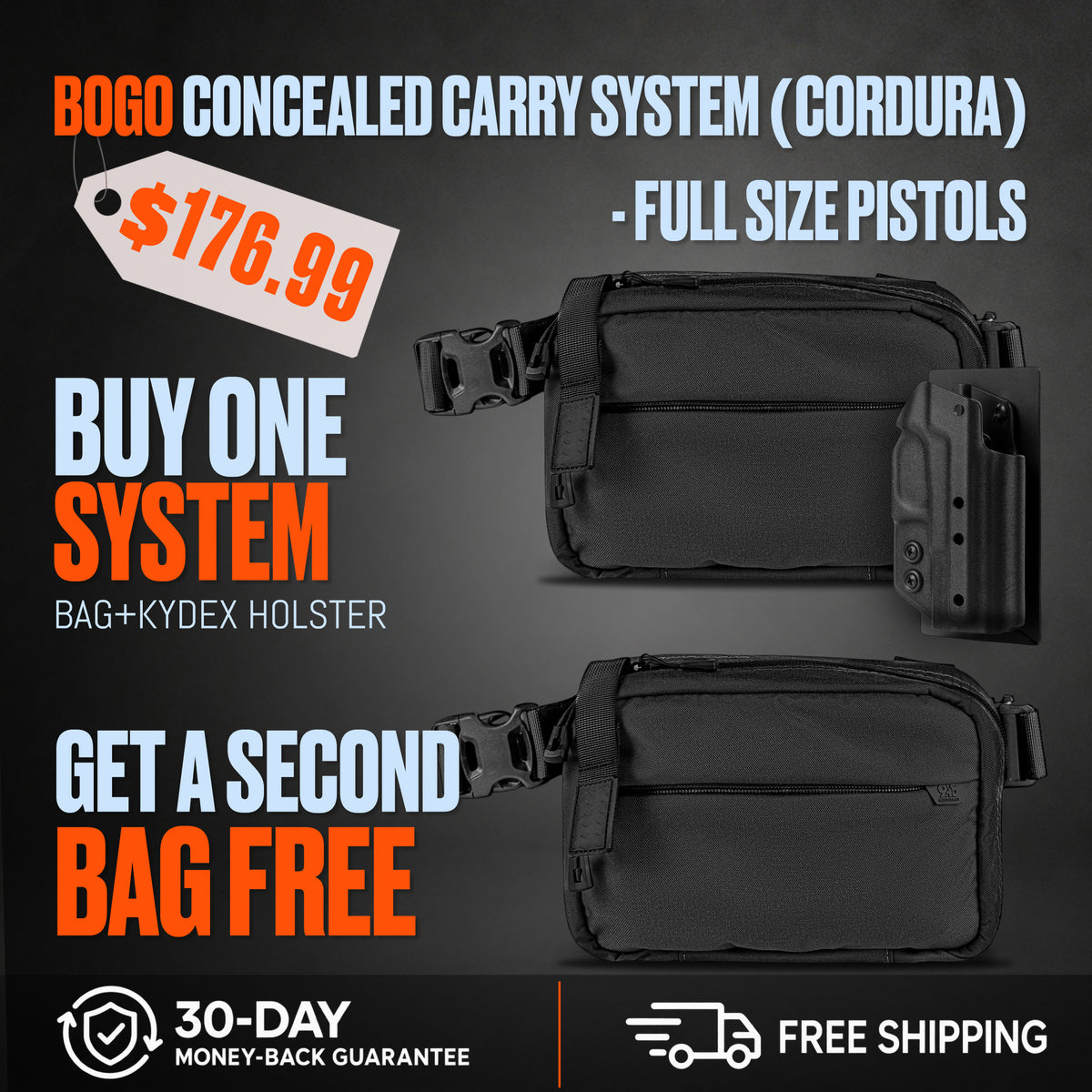 BOGO Concealed Carry System (Cordura) - Full Size Pistols with Kydex Holster