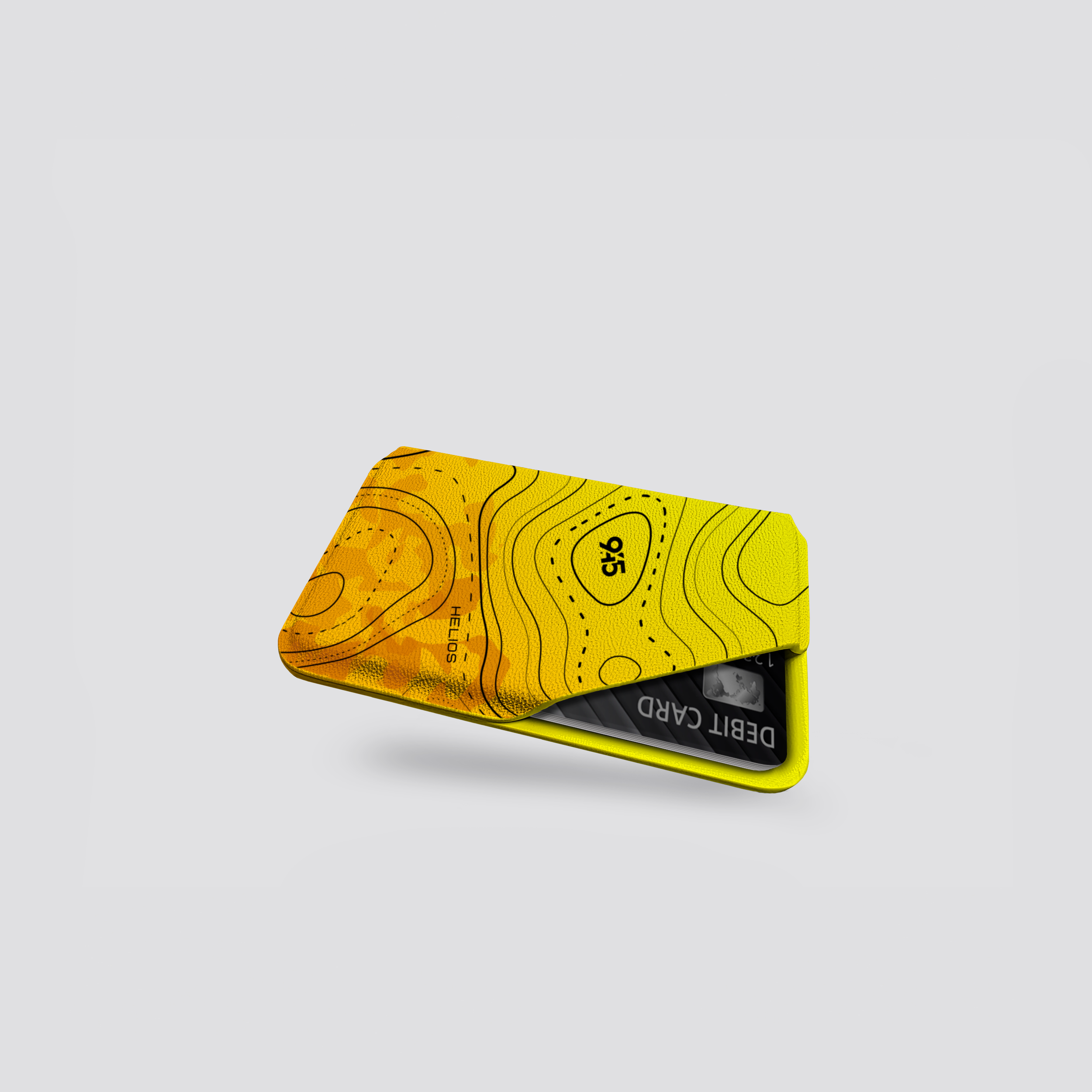 Yellow Cardholder with a pattern on a light gray background