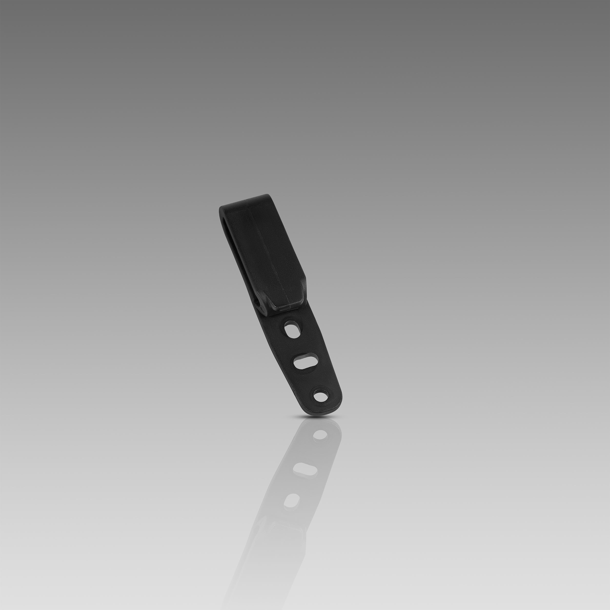Black leather strap on a gray background