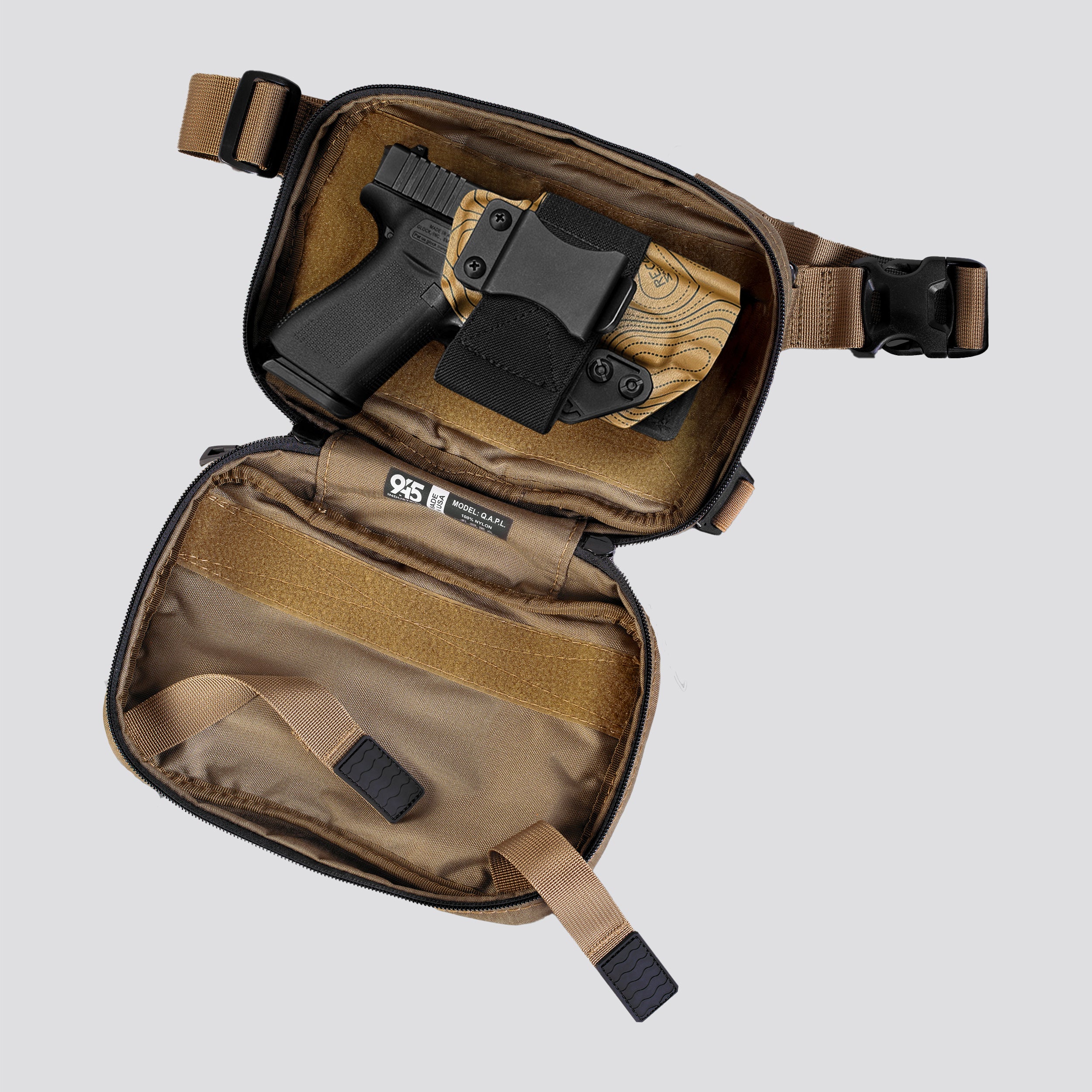 QAPL LOW PROFILE CORDURA® CONCEALMENT BAG (LARGE) DESERT SAND WITH IWB ADAPTER