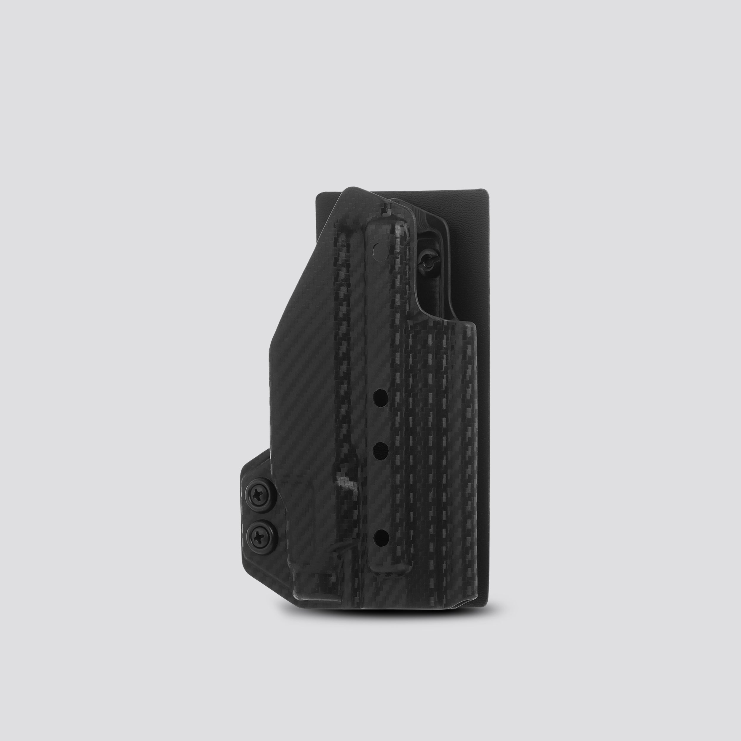 KYDEX HOLSTER WITH VELCRO® HOOK ATTACHMENT PANEL (LIGHT BEARING) BLACK CARBONFIBER - 945industries