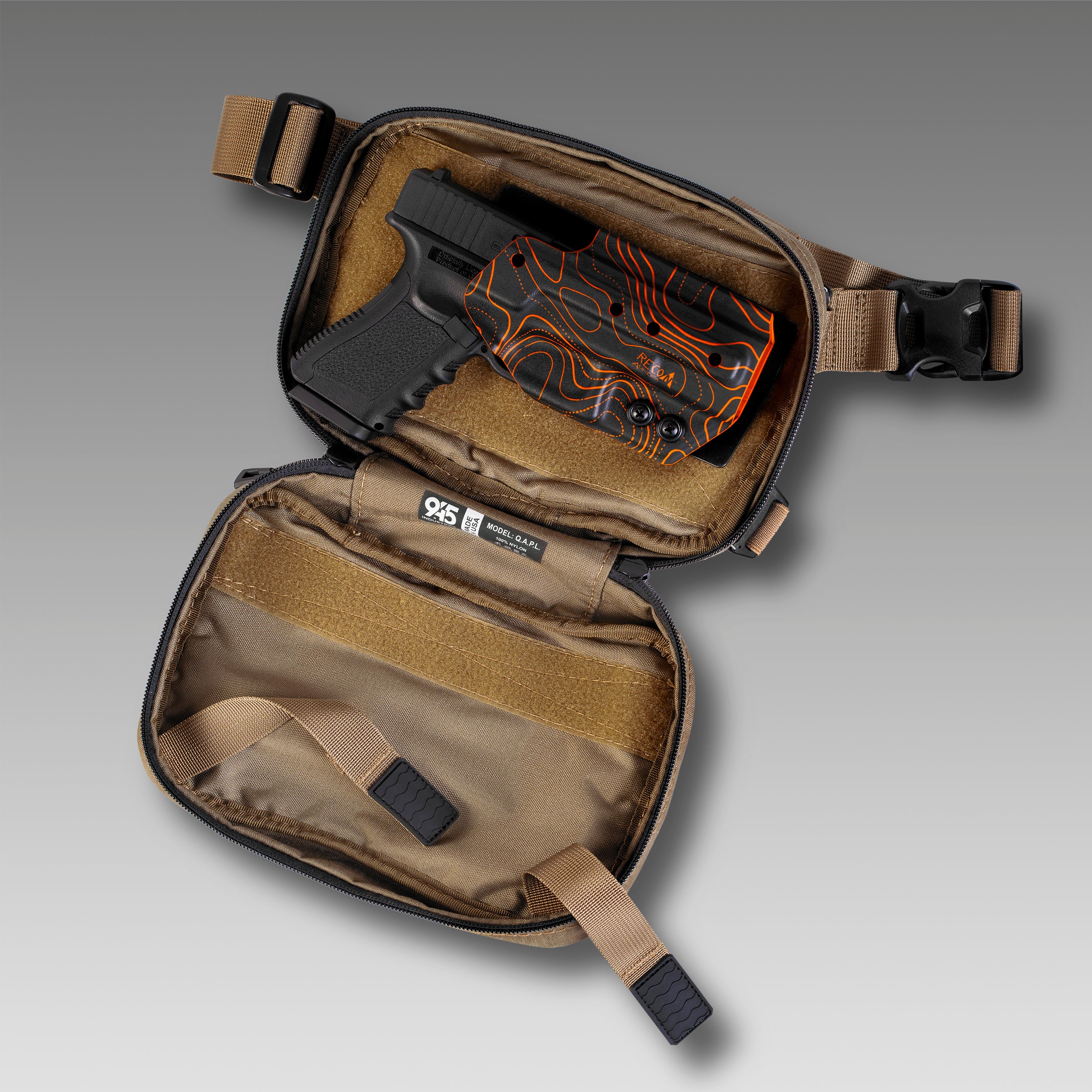 QAPL CORDURA® CONCEALMENT BAG (LARGE) DESERT SAND WITH KYDEX HOLSTER