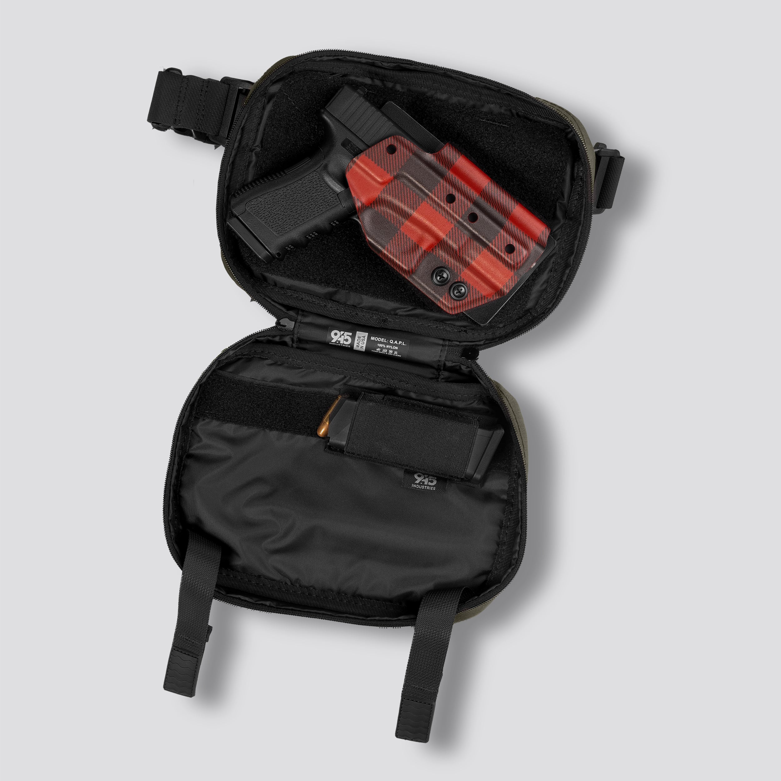 QAPL LOW PROFILE CORDURA® CONCEALMENT BAG (LARGE) RANGER GREEN WITH KYDEX HOLSTER