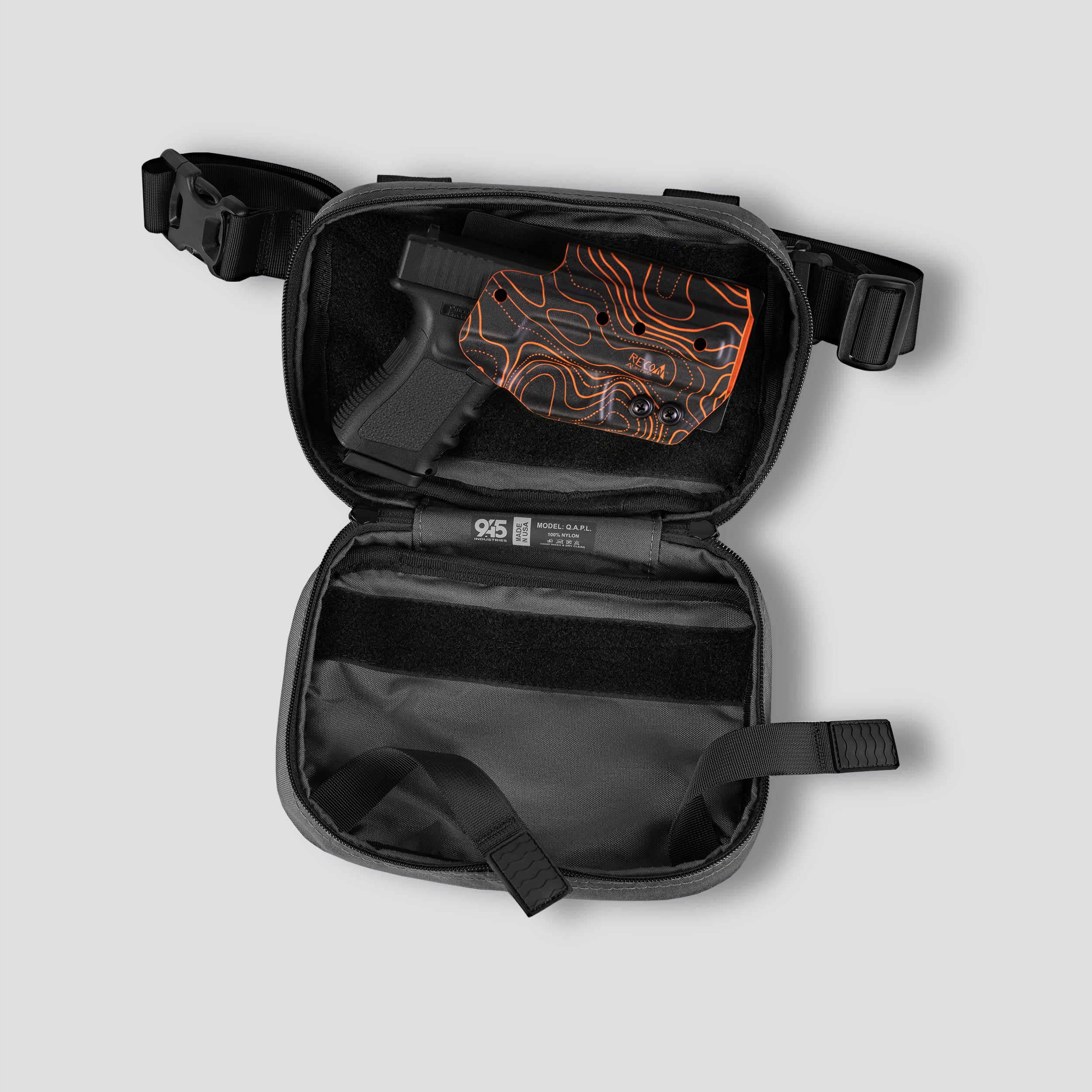 QAPL LOW PROFILE CORDURA® CONCEALMENT BAG (LARGE) GUNMETAL GRAY WITH KYDEX HOLSTER
