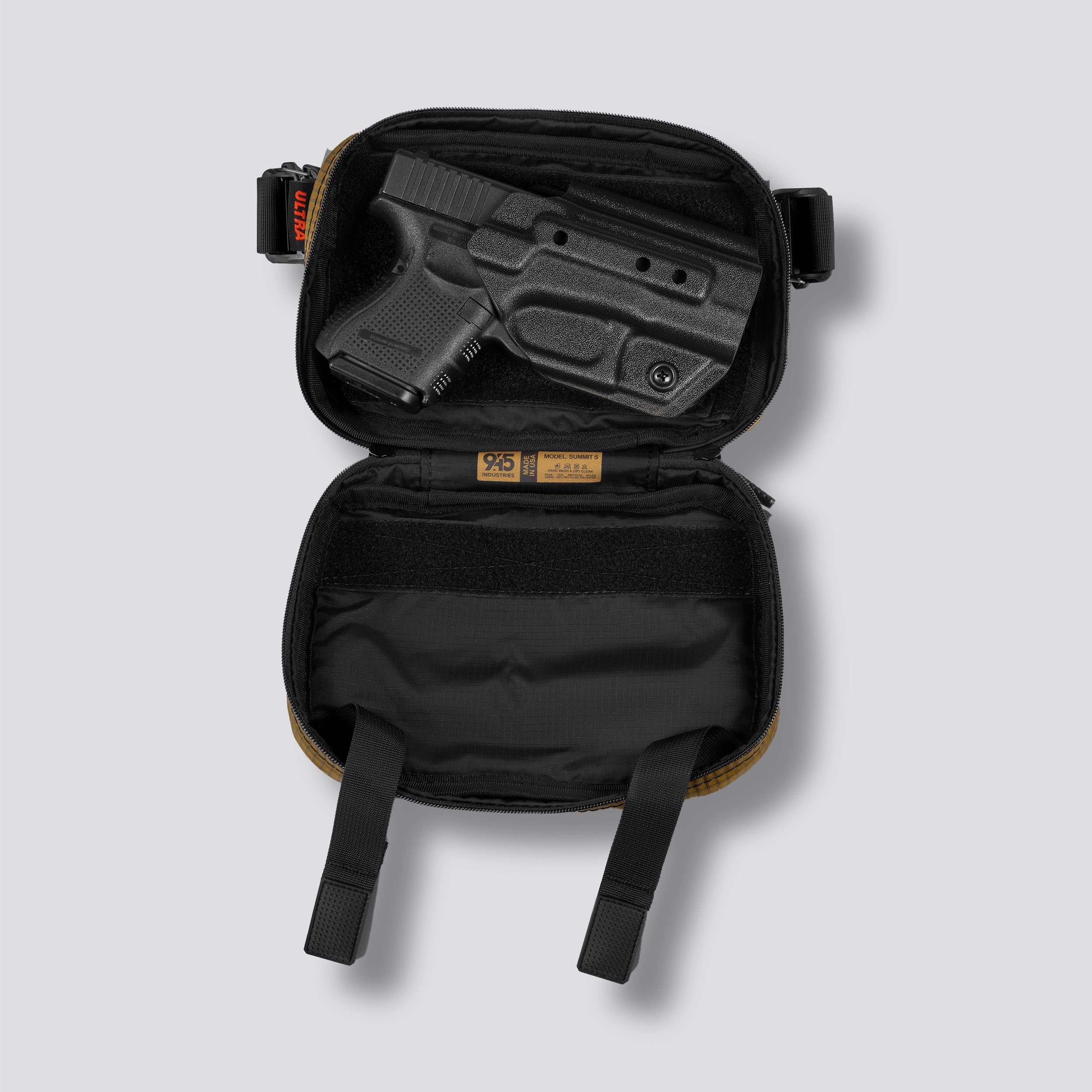 QAPS LOW PROFILE UltraGrid™ Coyote Brown Concealment Bag (SMALL) WITH KYDEX HOLSTER