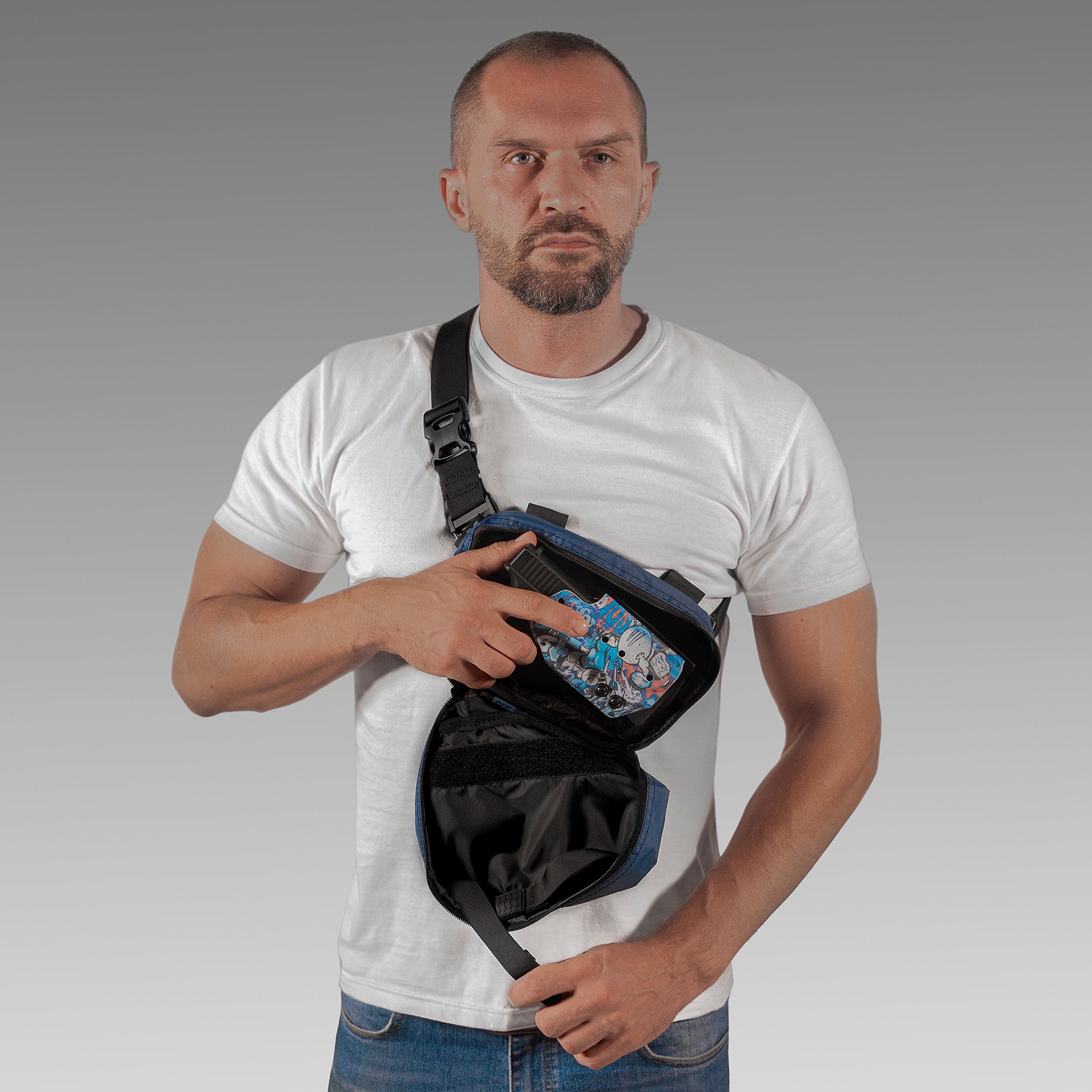 SPIRE (XL) X-Pac® Deep Blue Concealment Bag WITH KYDEX HOLSTER