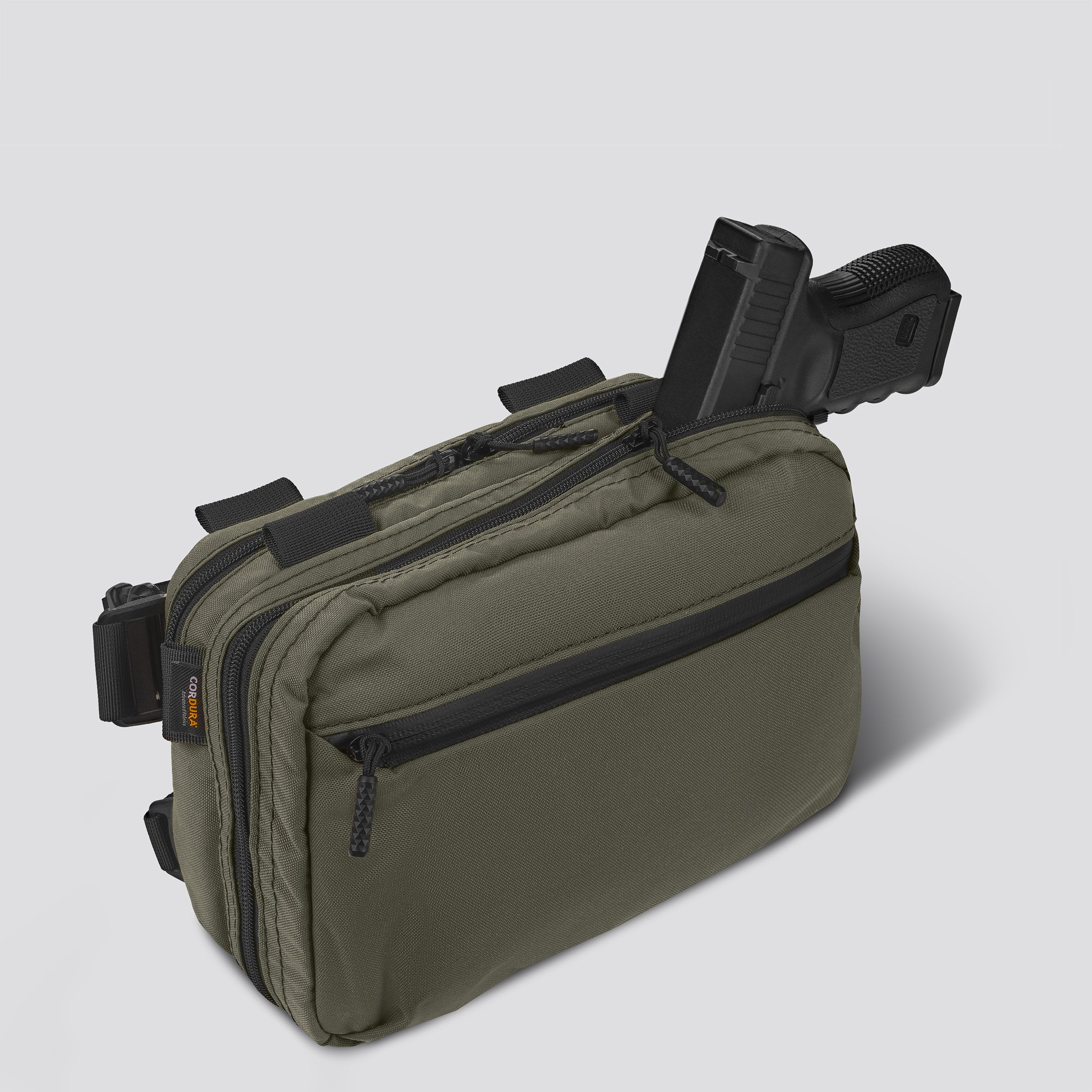 MORPH EXPANDABLE CONCEALMENT BAG CORDURA® RANGER GREEN WITH KYDEX HOLSTER