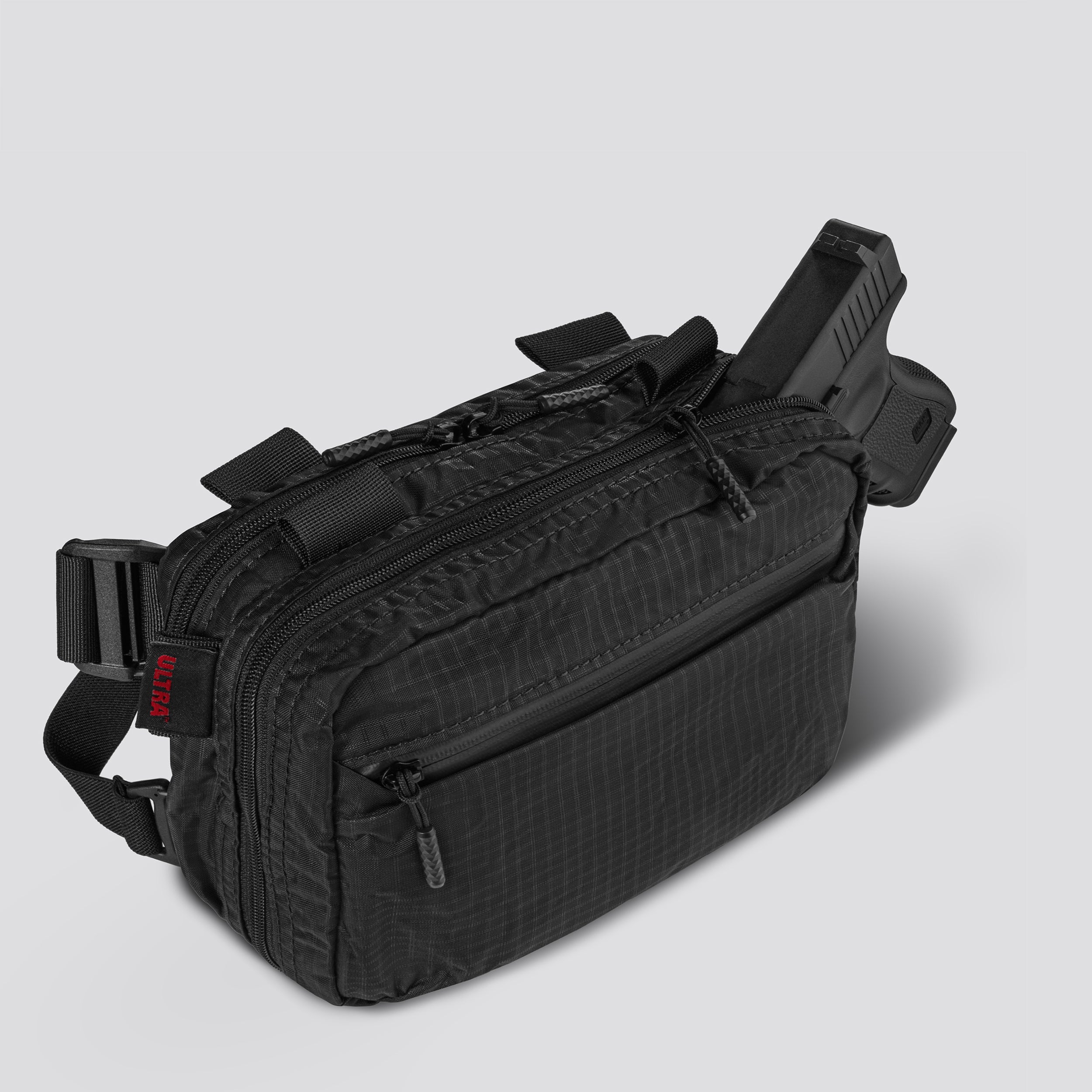 MORPH EXPANDABLE CONCEALMENT BAG UltraGrid™ BLACK WITH KYDEX HOLSTER