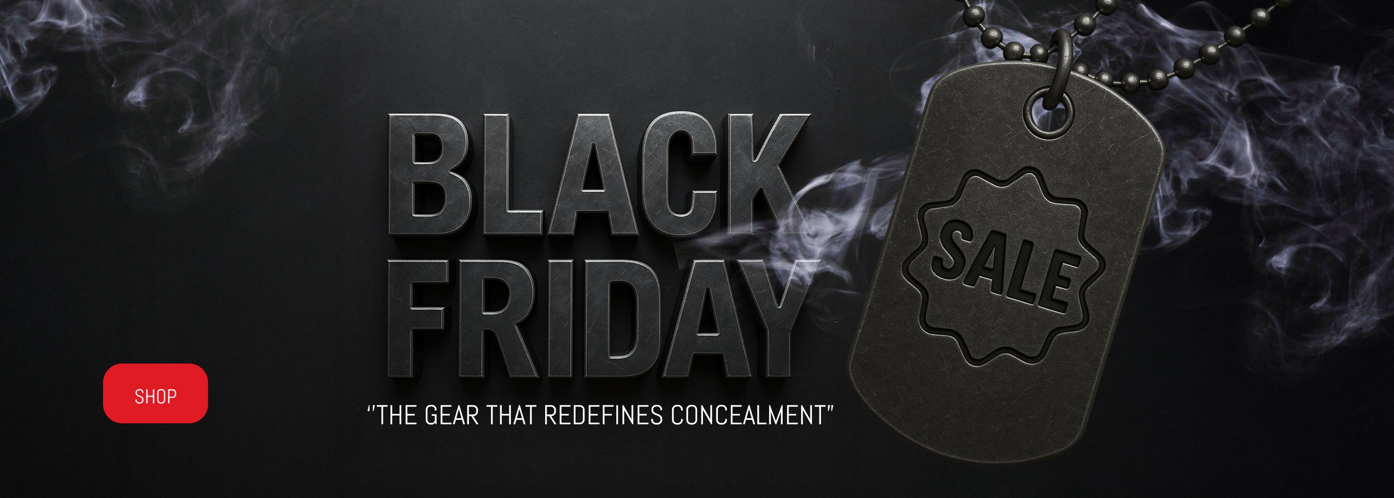 Black Friday sale banner with a 'Sale' tag on a dark background