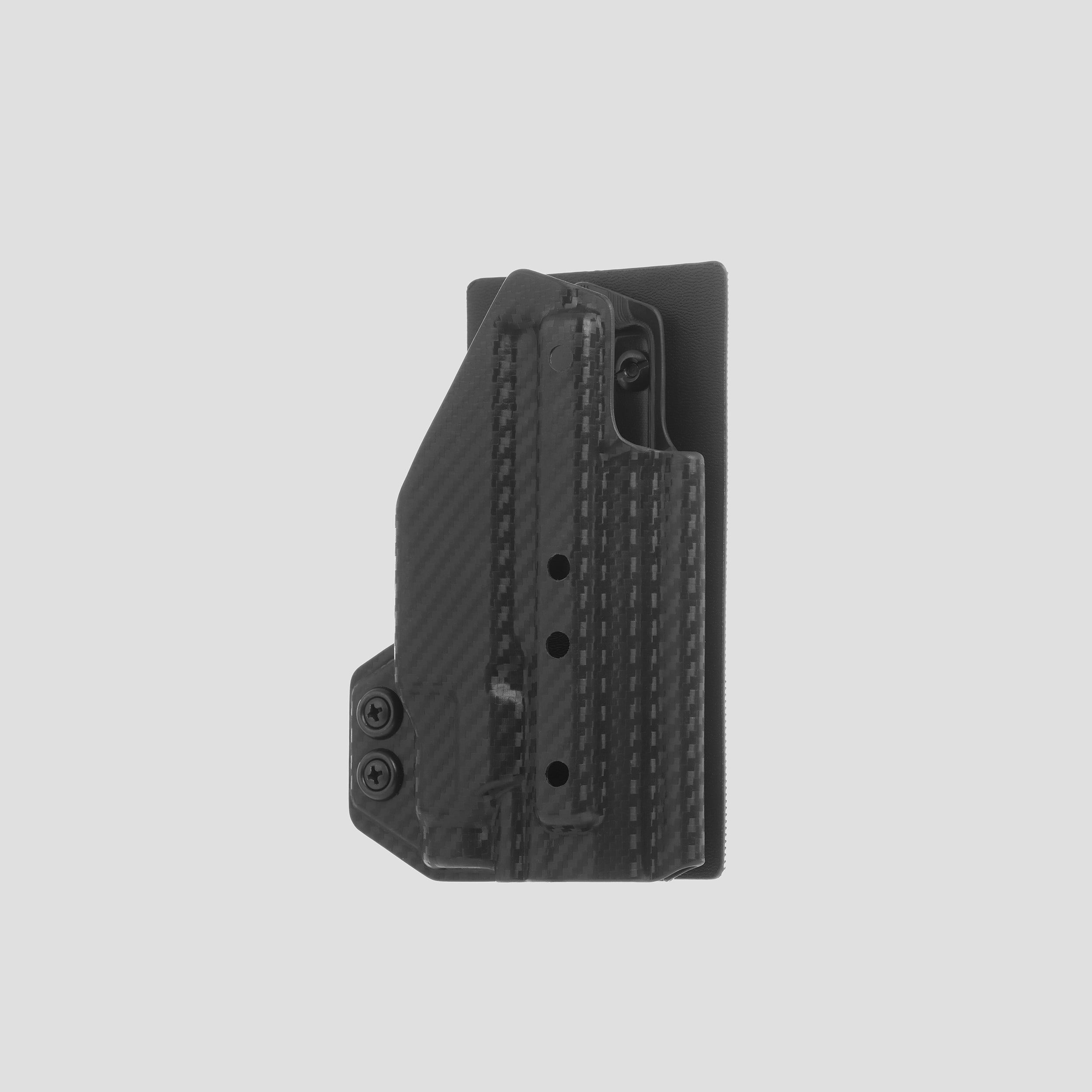 KYDEX HOLSTER WITH VELCRO® HOOK ATTACHMENT PANEL (LIGHT BEARING) BLACK CARBONFIBER