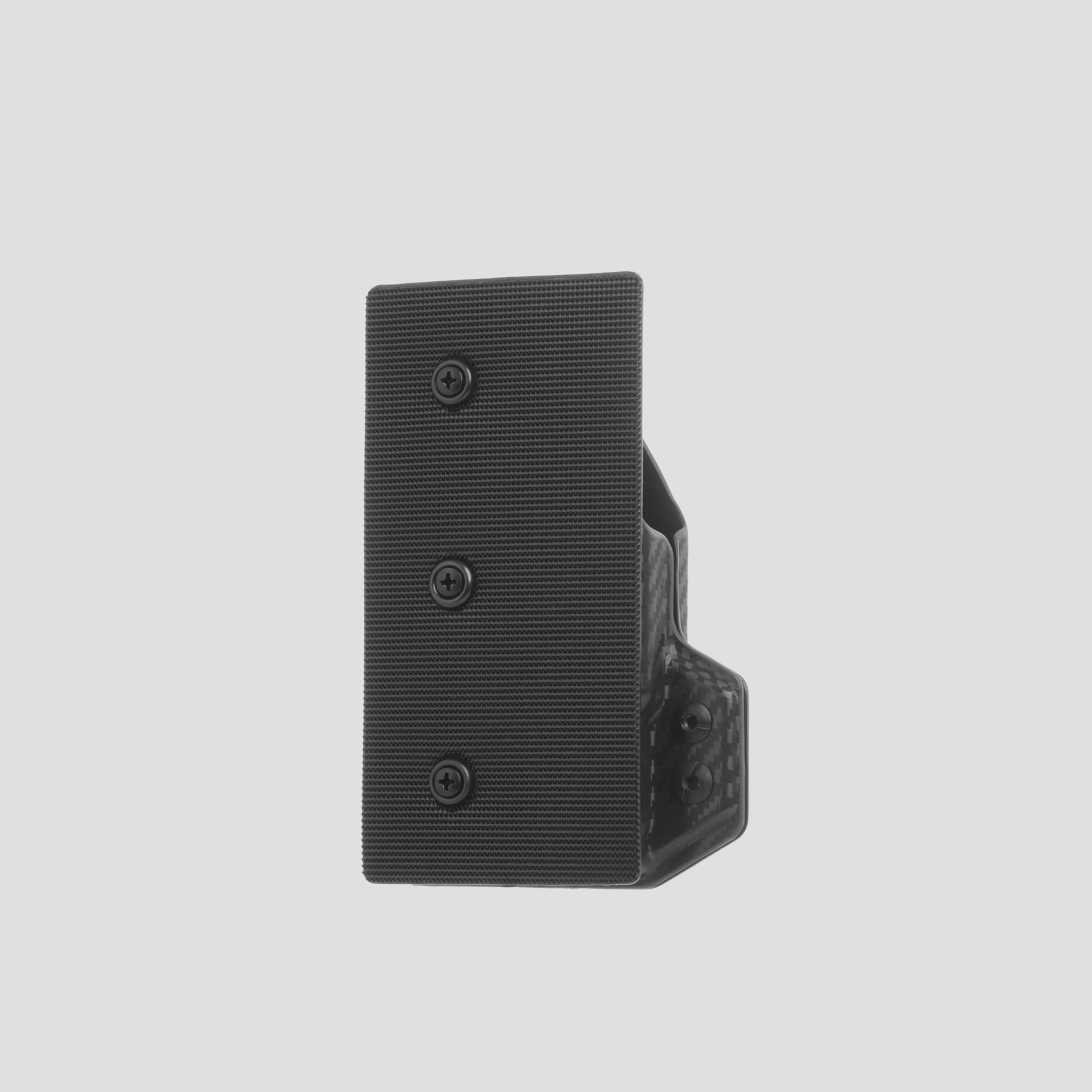 KYDEX HOLSTER WITH VELCRO® HOOK ATTACHMENT PANEL (LIGHT BEARING) BLACK CARBONFIBER