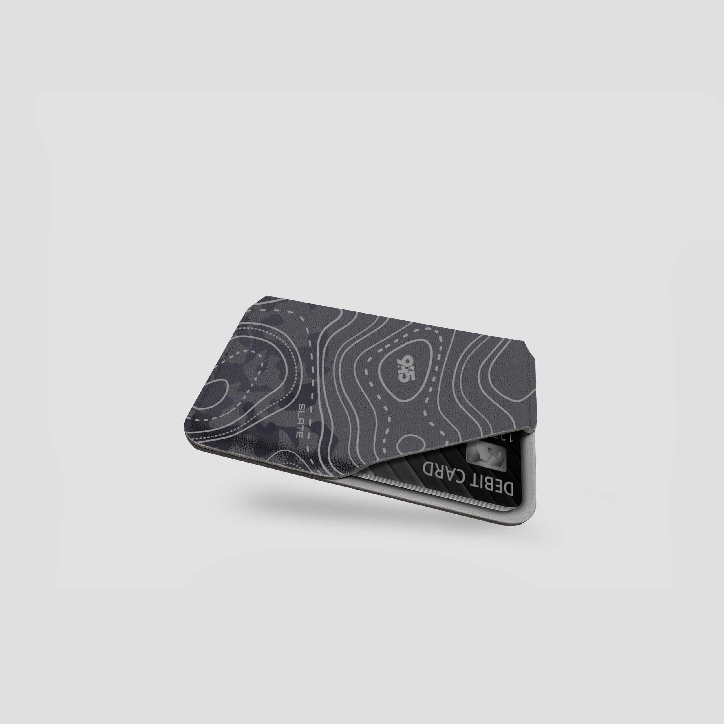 Cardholder with geometric pattern on a light gray background