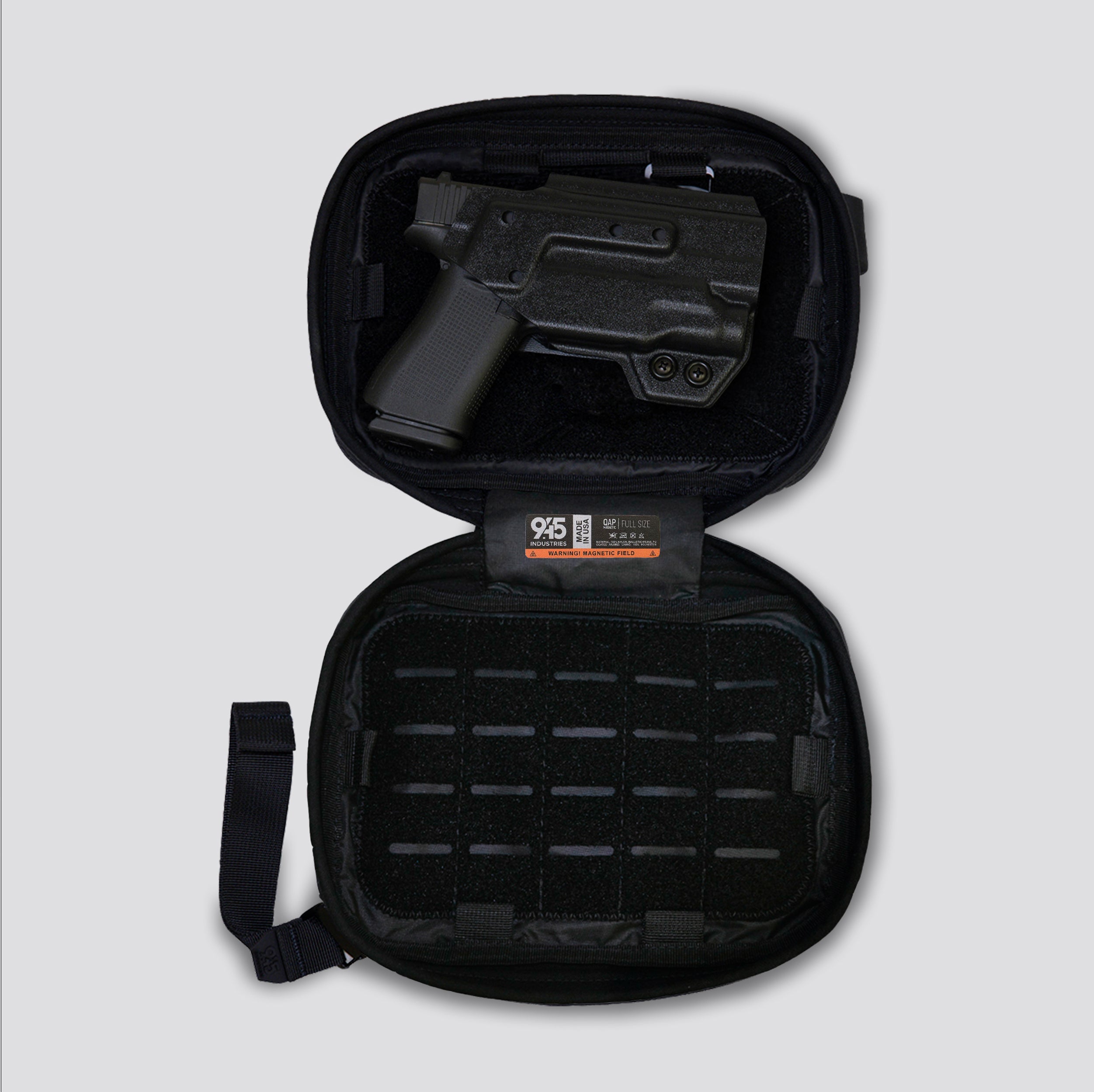 QAP Magnetic [Full Size] Concealment Bag Ballistic Black With Kydex Holster