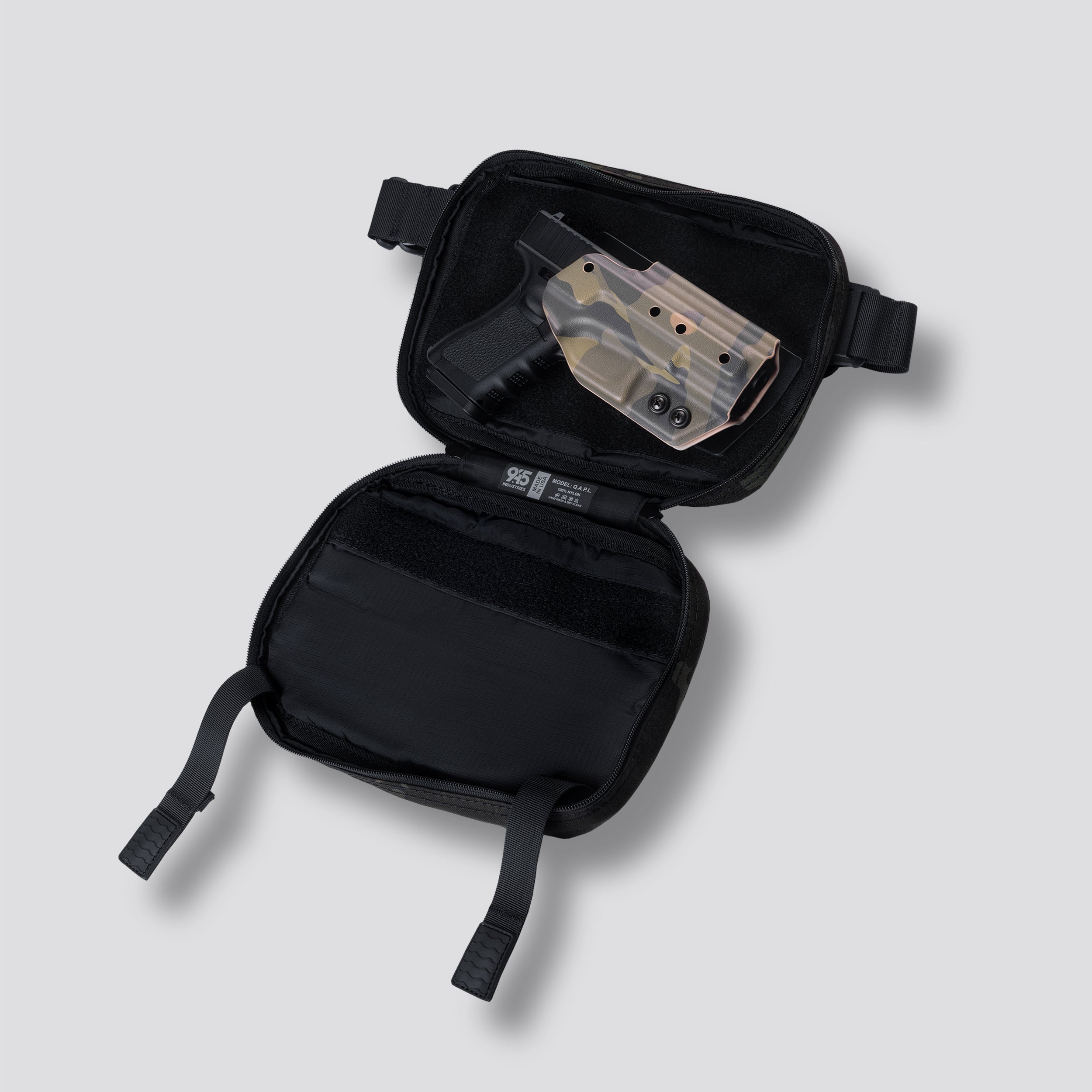 QAPL LOW PROFILE CORDURA® CONCEALMENT BAG (LARGE) BLACK MULTICAM® WITH KYDEX HOLSTER