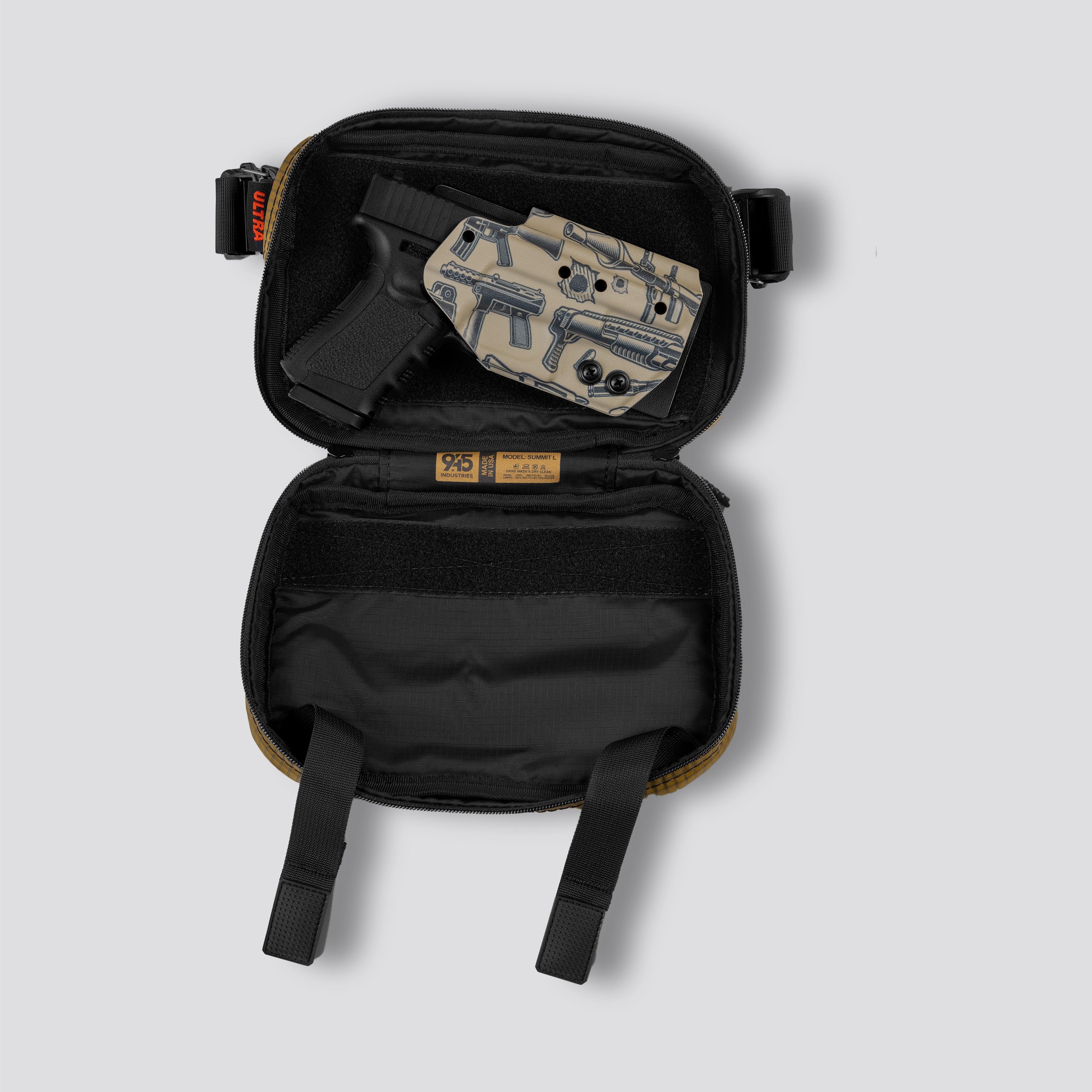 QAPL LOW PROFILE UltraGrid™ Coyote Brown Concealment Bag (LARGE) WITH KYDEX HOLSTER