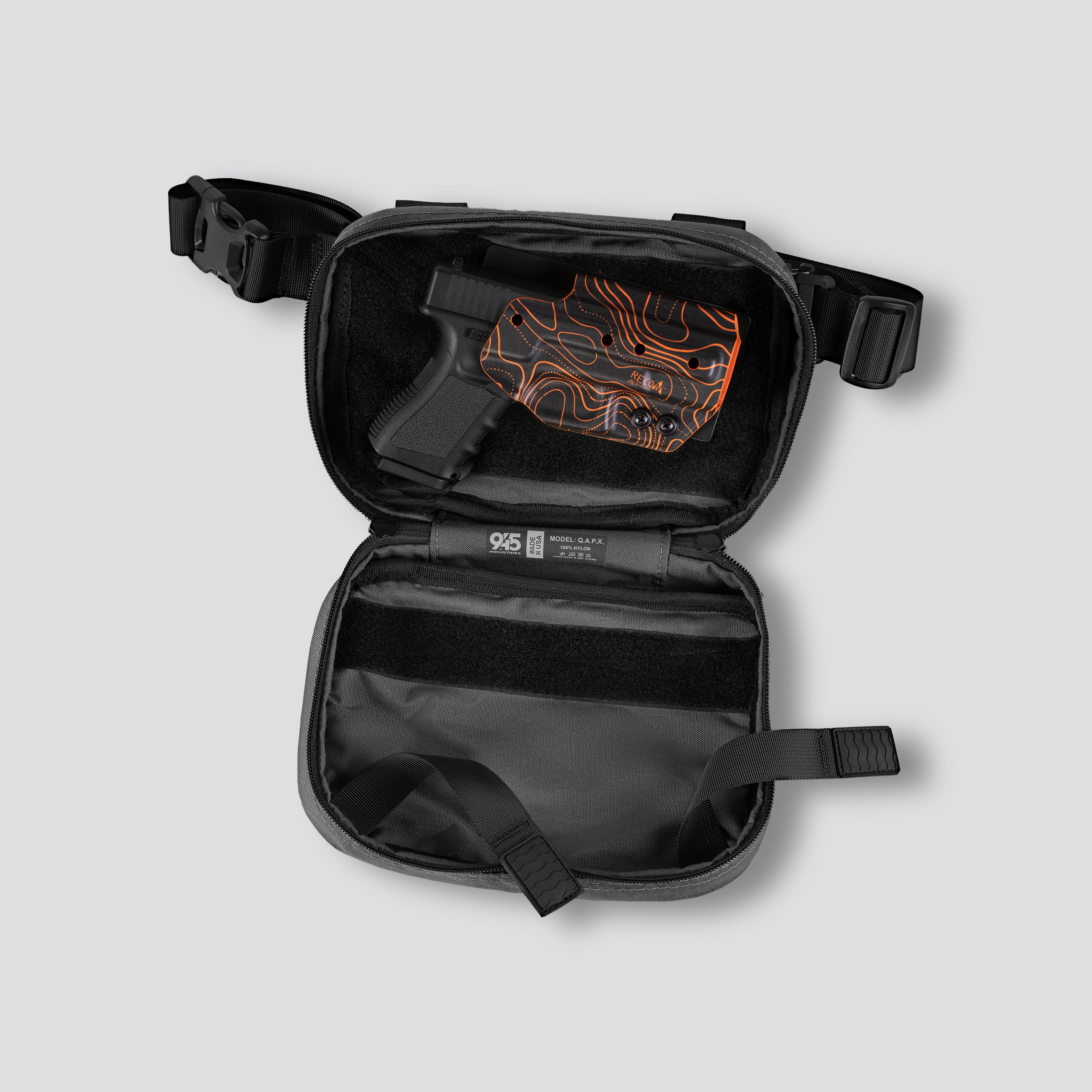 QAPX LOW PROFILE CORDURA® CONCEALMENT BAG (X-LARGE) GUNMETAL GRAY WITH KYDEX HOLSTER
