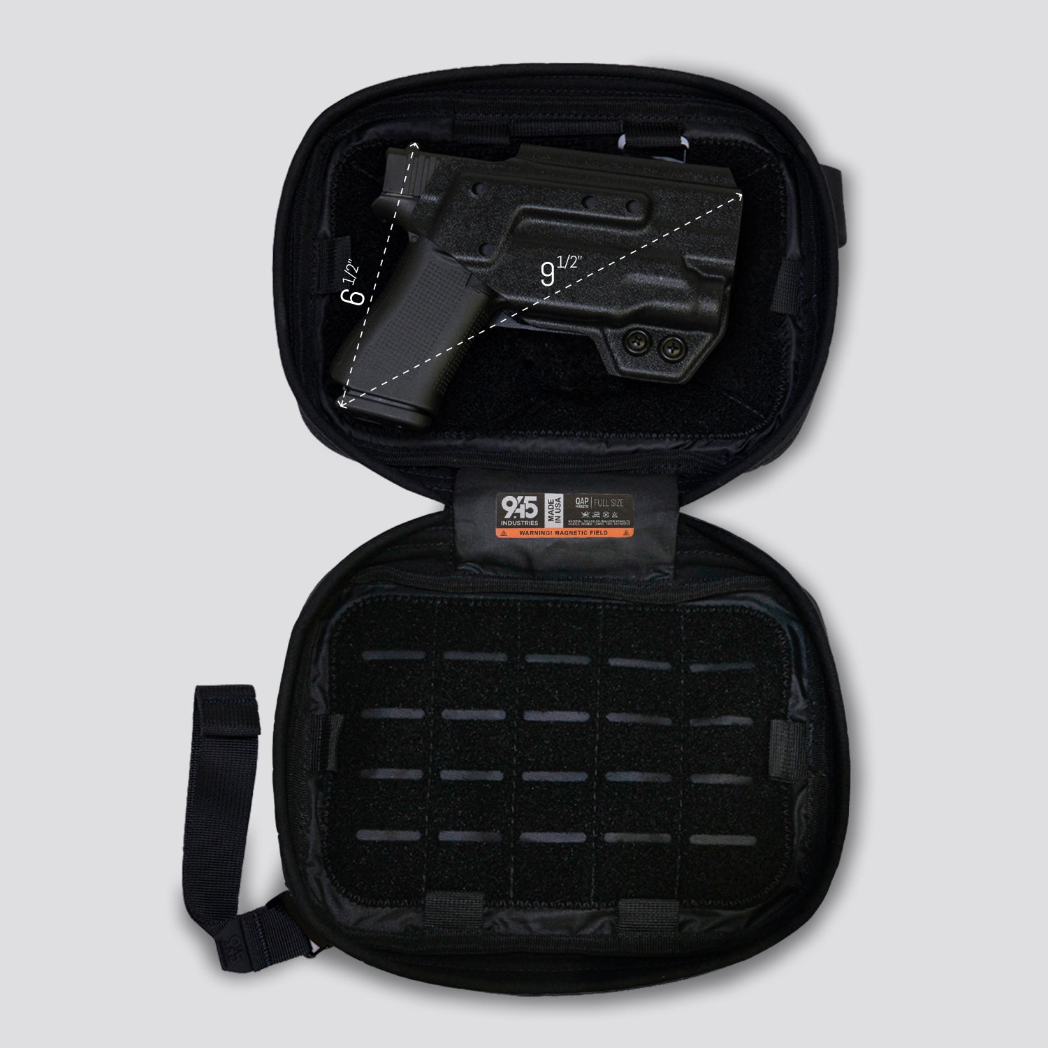 QAP MAGNETIC [FULL SIZE] CONCEALMENT BAG X-PAC BLACK WITH KYDEX HOLSTER