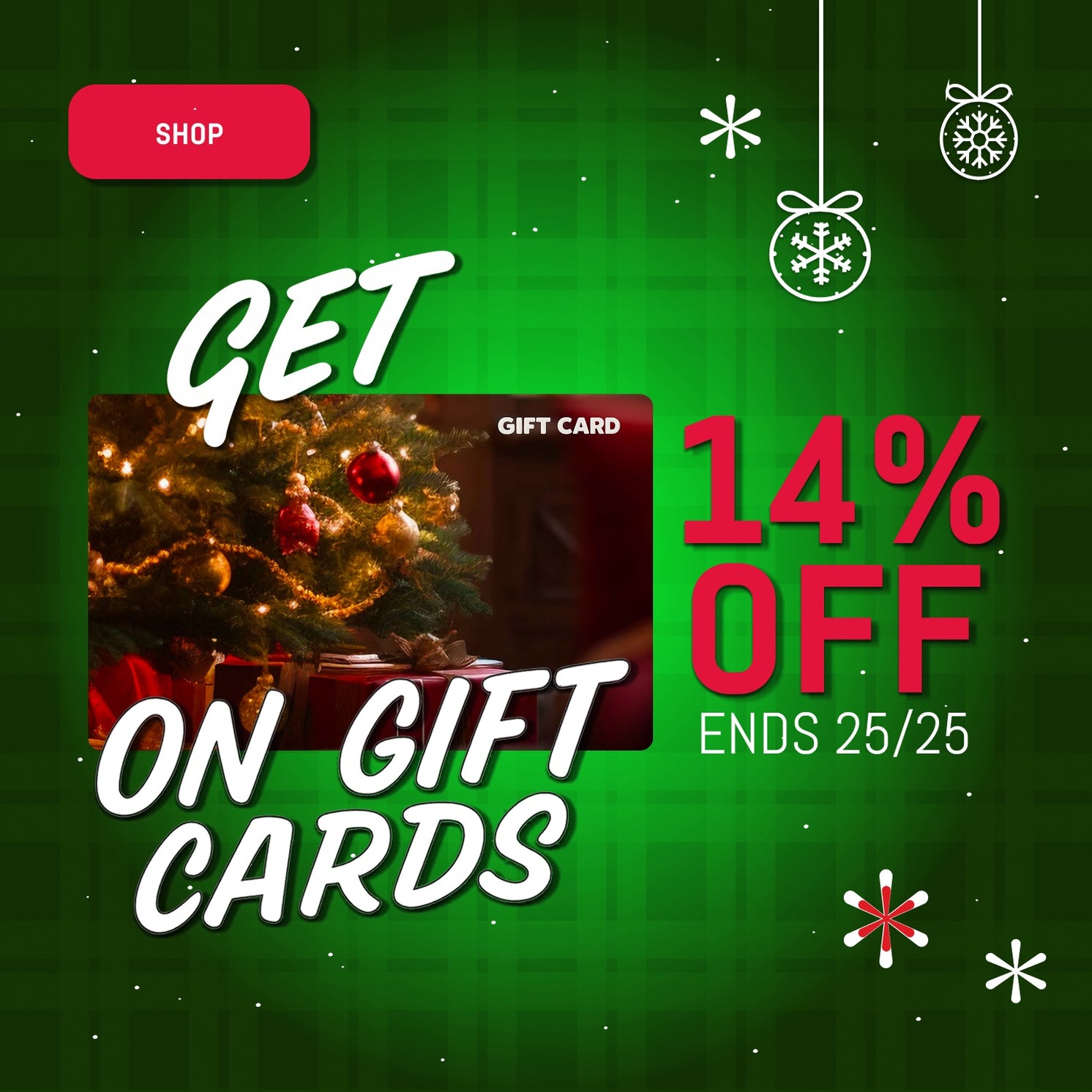 14% off on gift cards Christmas promotion